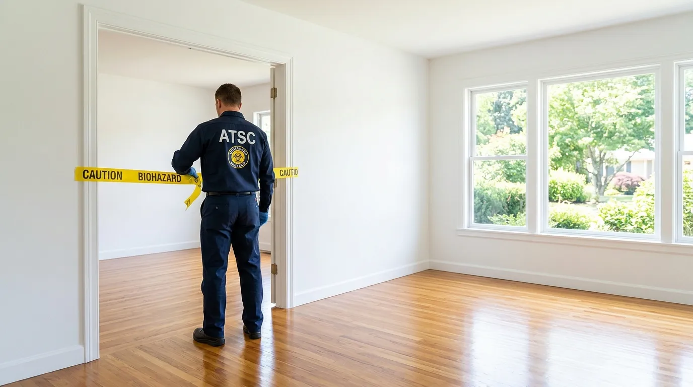 Certified biohazard cleanup crew performing Decomposition Cleanup in Newington